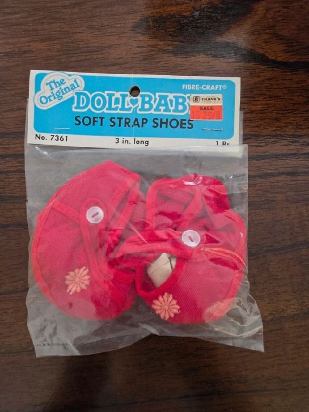 Vtg Original Doll-Baby Soft Strap Shoes 3" Fibre-Craft 7361 NOS Pink